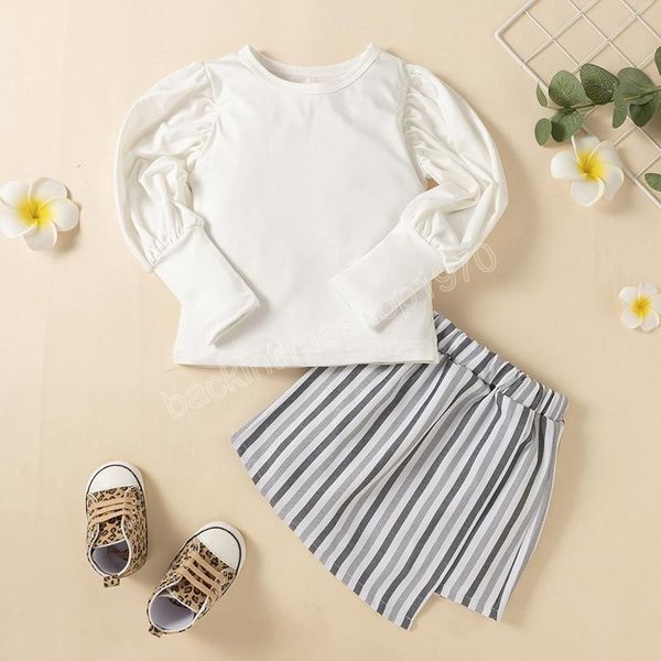 kids clothing sets girls outfits children puff sleeve +stripe skirts 2pcs/set summer spring autumn fashion boutique baby clothes, White
kids clothing sets girls outfits children puff sleeve +stripe skirts 2pcs/set summer spring autumn fashion boutique baby clothes, White