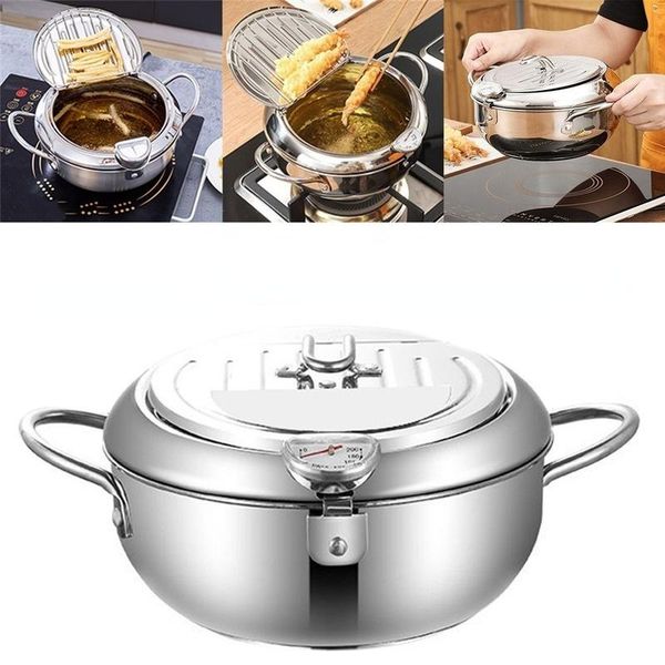 pans stainless steel kitchen deep frying pot fryer pan temperature control fried chicken cooking tools
pans stainless steel kitchen deep frying pot fryer pan temperature control fried chicken cooking tools