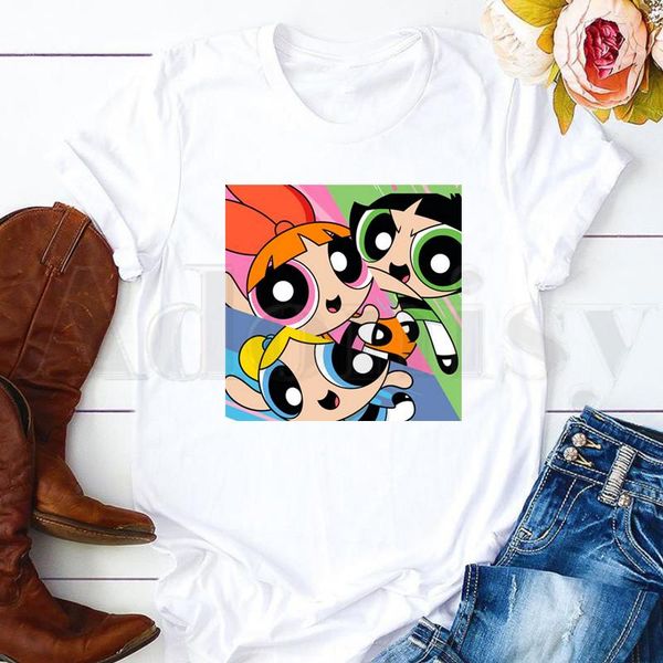 women's t-shirt cartoon kawaii power puff printed t shirt women 90s harajuku tee cute short sleeve tshirt female tshirts, White
women's t-shirt cartoon kawaii power puff printed t shirt women 90s harajuku tee cute short sleeve tshirt female tshirts, White