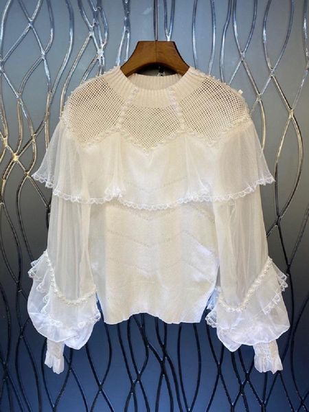 women's sweaters knitted 2021 autumn winter women beading deco ruffle lace patchwork long sleeve white red black jumper, White;black
women's sweaters knitted 2021 autumn winter women beading deco ruffle lace patchwork long sleeve white red black jumper, White;black