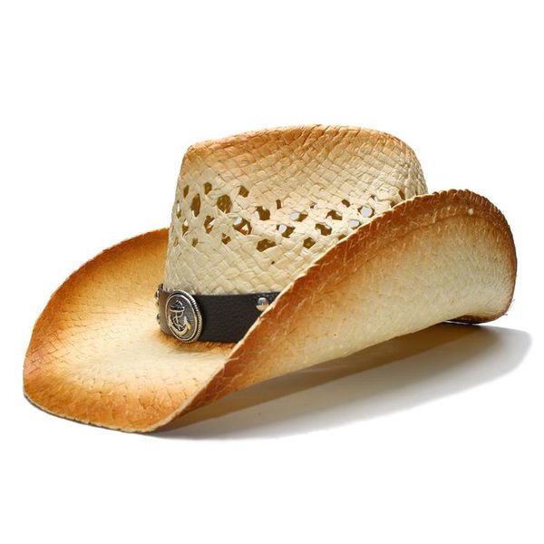 cloches men straw western cowboy hat with punk leather band for summer dad beach sun cowgirl sombrero cap size 58cm, Blue;gray
cloches men straw western cowboy hat with punk leather band for summer dad beach sun cowgirl sombrero cap size 58cm, Blue;gray