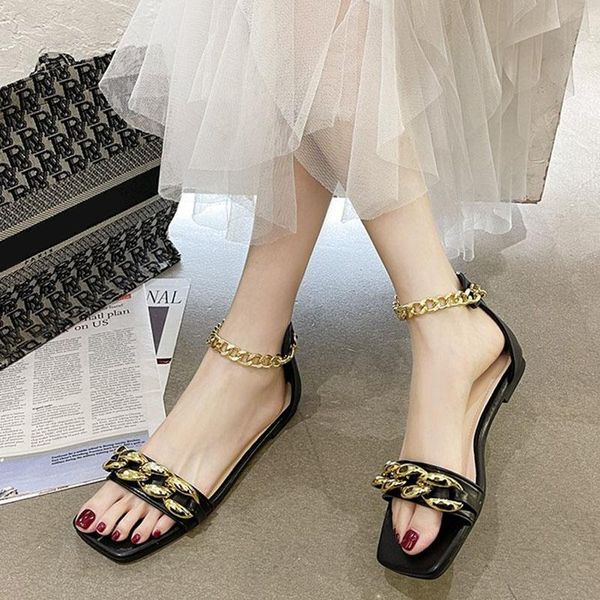 lucyever metal chain flat sandals women summer fashion cover heel zip non-slip sandalias mujer comfortable office shoes pumps, Black
lucyever metal chain flat sandals women summer fashion cover heel zip non-slip sandalias mujer comfortable office shoes pumps, Black