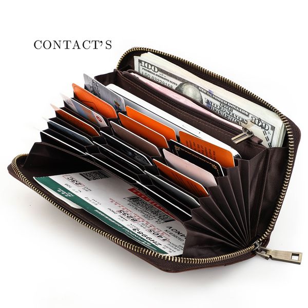 wallet black angel multi card cowhide men's trend large capacity bag, Red;black