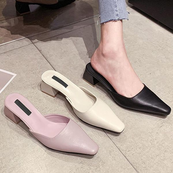 summer elegant women block high heels slippers closed toe sweet purple low slides mules female outsides shoes, Black
summer elegant women block high heels slippers closed toe sweet purple low slides mules female outsides shoes, Black
