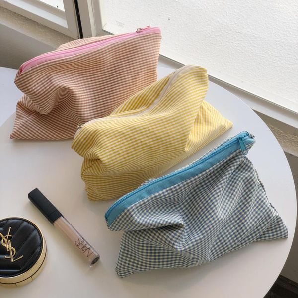 cosmetic bags & cases korean plaid makeup bag women cute pouch cotton fabric travel toiletry necesserie storage simple beauty case
cosmetic bags & cases korean plaid makeup bag women cute pouch cotton fabric travel toiletry necesserie storage simple beauty case