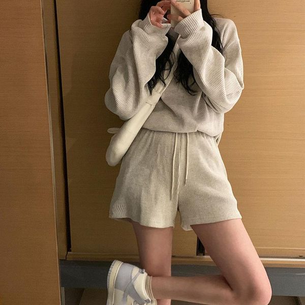 women's tracksuits 2021 summer autumn women sets 2 piece outfits matching short high waist korean wild lady suits e759, Gray
women's tracksuits 2021 summer autumn women sets 2 piece outfits matching short high waist korean wild lady suits e759, Gray