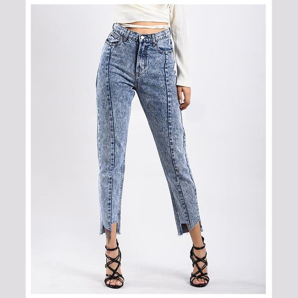 ninth pants for women spring autumn light blue cotton vintage jeans high waist straight pencil trousers irregular leg opening women's
ninth pants for women spring autumn light blue cotton vintage jeans high waist straight pencil trousers irregular leg opening women's