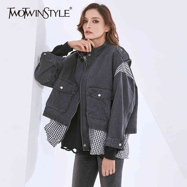 black plaid denim jackets for women lapel collar long sleeve oversized loose coats female autumn fashion 210524, White
black plaid denim jackets for women lapel collar long sleeve oversized loose coats female autumn fashion 210524, White
