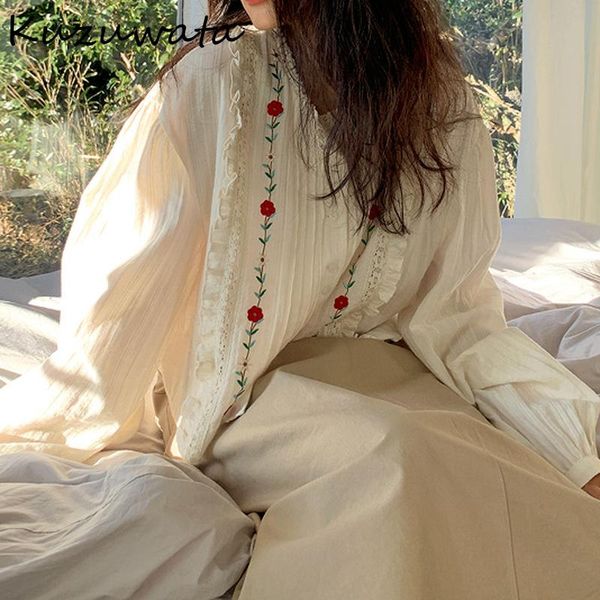 women's blouses & shirts kuzuwata heavy work flower embroidery elegant blouse women o neck long sleeve solid blusas spring 2021 nation, White
women's blouses & shirts kuzuwata heavy work flower embroidery elegant blouse women o neck long sleeve solid blusas spring 2021 nation, White