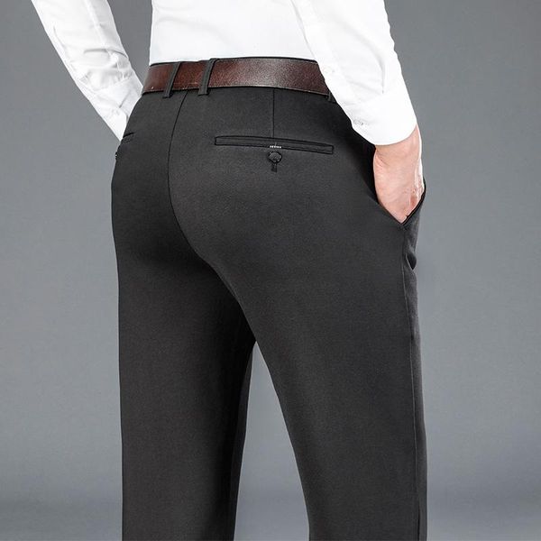 men's pants 2021 autumn winter brand stretch straight high waist trousers classic style youth business casual office iron gray, Black
men's pants 2021 autumn winter brand stretch straight high waist trousers classic style youth business casual office iron gray, Black