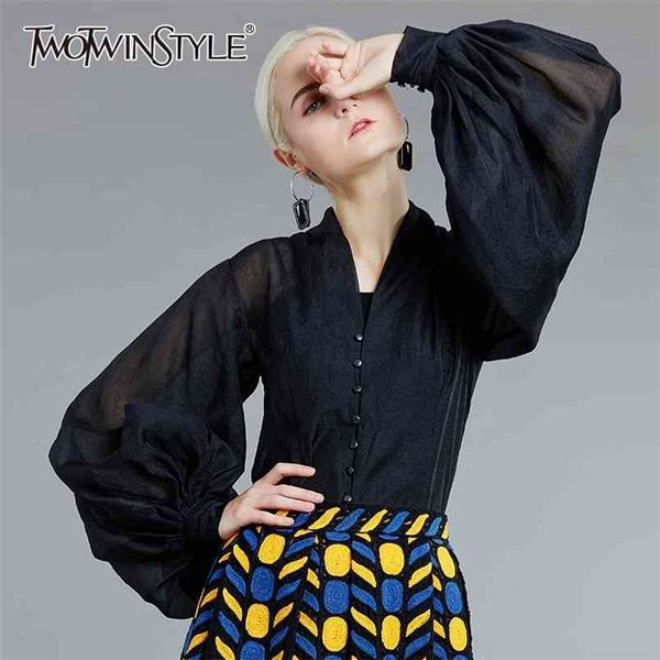 see through black blouse for women stand collar lantern long sleeve casual loose shirt female fashion spring 210524, White
see through black blouse for women stand collar lantern long sleeve casual loose shirt female fashion spring 210524, White