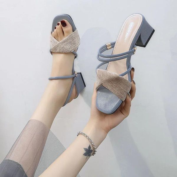 sandals women's shoes summer korean style mid-heel thick heel ladies fashion two-wear slippers woman sandalias mujer, Black
sandals women's shoes summer korean style mid-heel thick heel ladies fashion two-wear slippers woman sandalias mujer, Black