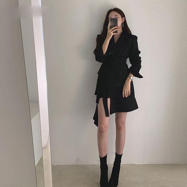 women's suits & blazers kuzuwata turn down collar long sleeve slim blazer women waist sashes solid coat femme spring 2021 all match clo, White;black
women's suits & blazers kuzuwata turn down collar long sleeve slim blazer women waist sashes solid coat femme spring 2021 all match clo, White;black