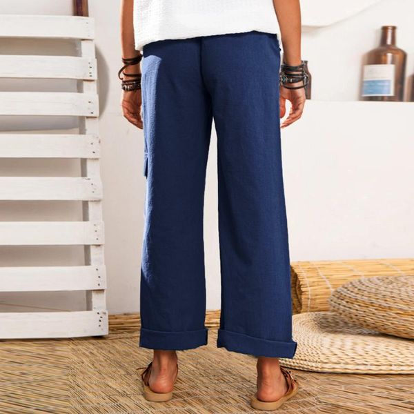 women's pants & capris spring and summer women linen multi-pockets solid casual loose long trousers overalls pantalones de mujer, Black;white
women's pants & capris spring and summer women linen multi-pockets solid casual loose long trousers overalls pantalones de mujer, Black;white