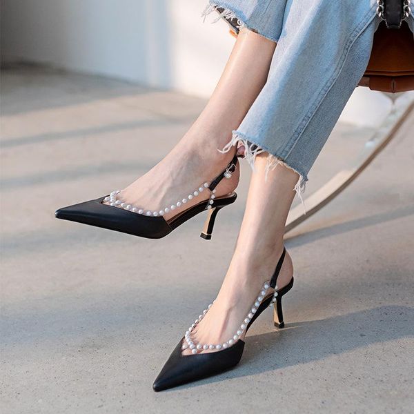 sandals designer 2021 summer baotou pearl female fairy style word buckle with pointed toe all-match black high heels
sandals designer 2021 summer baotou pearl female fairy style word buckle with pointed toe all-match black high heels