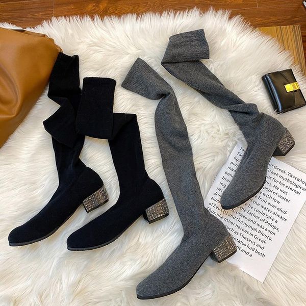 boots crystal sock low heels women's 2021 winter spring shoes party over the knee female fashion casual, Black
boots crystal sock low heels women's 2021 winter spring shoes party over the knee female fashion casual, Black