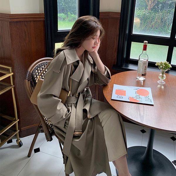women's trench coats over knee windbreaker british style 2021 spring and autumn loose foreign small medium long fashionable, Tan;black
women's trench coats over knee windbreaker british style 2021 spring and autumn loose foreign small medium long fashionable, Tan;black