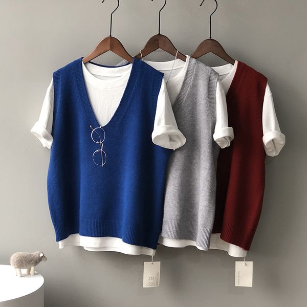 mooirue spring casual women knitted vest college style v-neck slouchy sleeveless solid clor loose pink blue green oxr4, Black;white
mooirue spring casual women knitted vest college style v-neck slouchy sleeveless solid clor loose pink blue green oxr4, Black;white