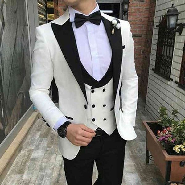 men's suits & blazers 3 piece slim fit for men fashion wedding tuxedo male costume jacket waistcoat with black pants peaked lapel cloth, White;black
men's suits & blazers 3 piece slim fit for men fashion wedding tuxedo male costume jacket waistcoat with black pants peaked lapel cloth, White;black