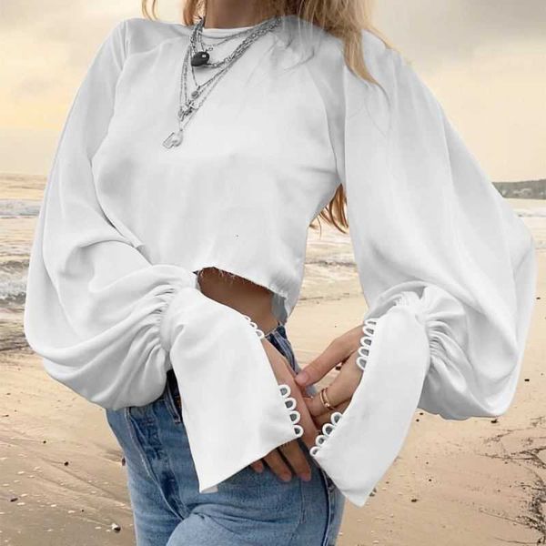 women's blouses & shirts blouses crop elegant satin blouse spring casual puff sleeve female lace up button blusas tunic over lrj4, White
women's blouses & shirts blouses crop elegant satin blouse spring casual puff sleeve female lace up button blusas tunic over lrj4, White