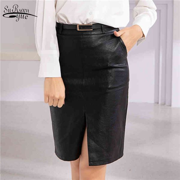 pu leather solid split skirts women high waist straight midi office lady summer skirt female black with belt 9869 210521
pu leather solid split skirts women high waist straight midi office lady summer skirt female black with belt 9869 210521