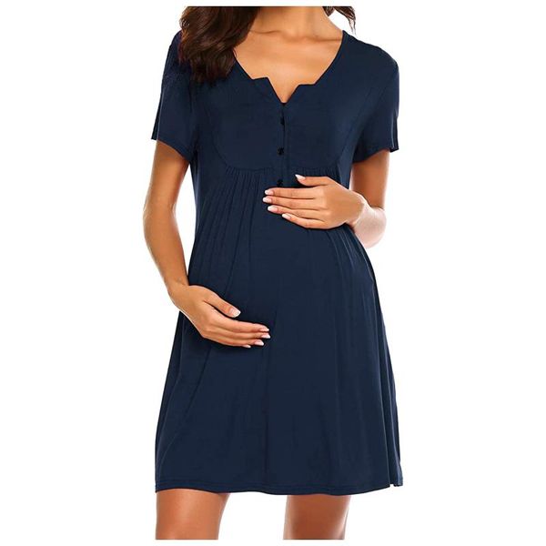 maternity dresses solid pregnancy women clothes pregnant short sleeve hight waist dress for daily wearing or baby showers, White
maternity dresses solid pregnancy women clothes pregnant short sleeve hight waist dress for daily wearing or baby showers, White