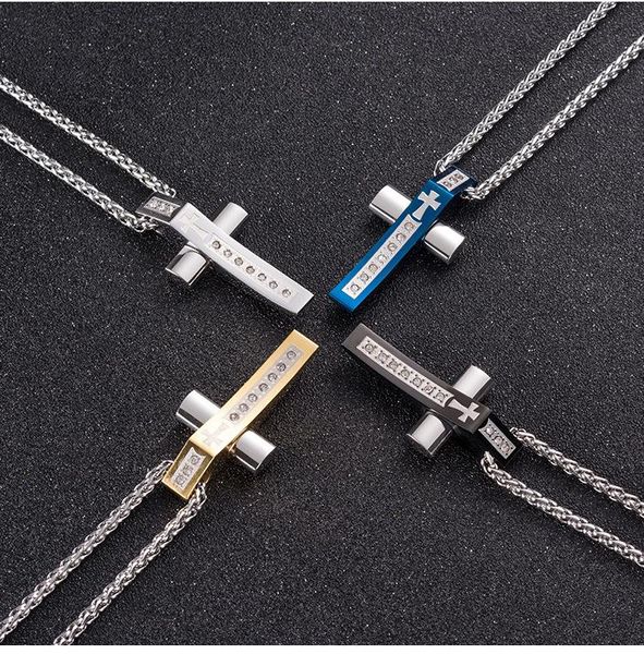 pendant necklaces titanium steel men's cross necklace european and american fashion with diamond jewelry, Silver
pendant necklaces titanium steel men's cross necklace european and american fashion with diamond jewelry, Silver