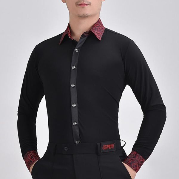 stage wear mens ballroom dancewear latin dance black competition shirt practice dancing clothes costumes, Black;red
stage wear mens ballroom dancewear latin dance black competition shirt practice dancing clothes costumes, Black;red