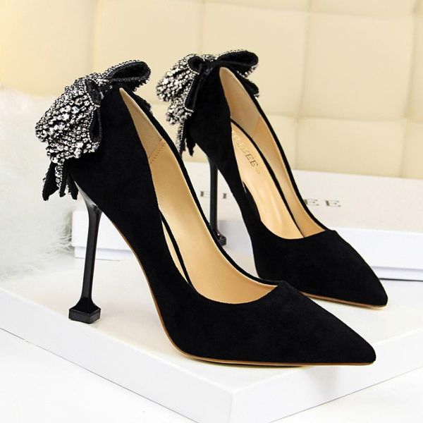 dress shoes 2021 high heels women pumps 9.5cm thin heel suede nightclub rear rhinestone bow tie pointed toe prom wedding, Black
dress shoes 2021 high heels women pumps 9.5cm thin heel suede nightclub rear rhinestone bow tie pointed toe prom wedding, Black