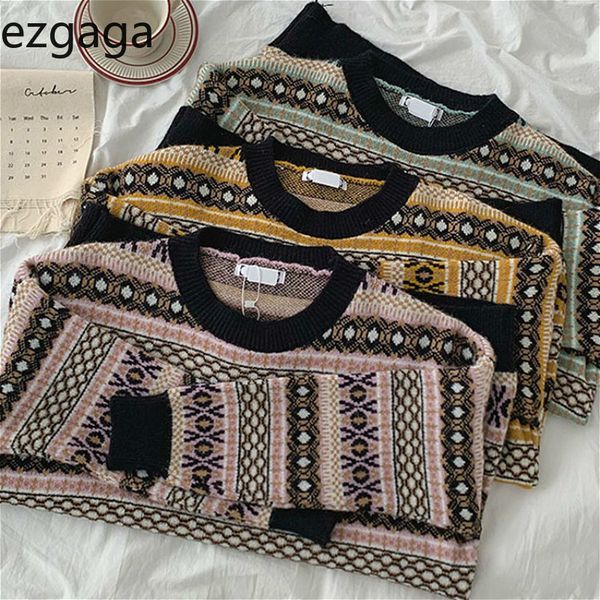 ezgaga women sweater autumn fashion korea style female loose o-neck long sleeve vintage pullovers warm ladies jacquard 210430, White;black
ezgaga women sweater autumn fashion korea style female loose o-neck long sleeve vintage pullovers warm ladies jacquard 210430, White;black