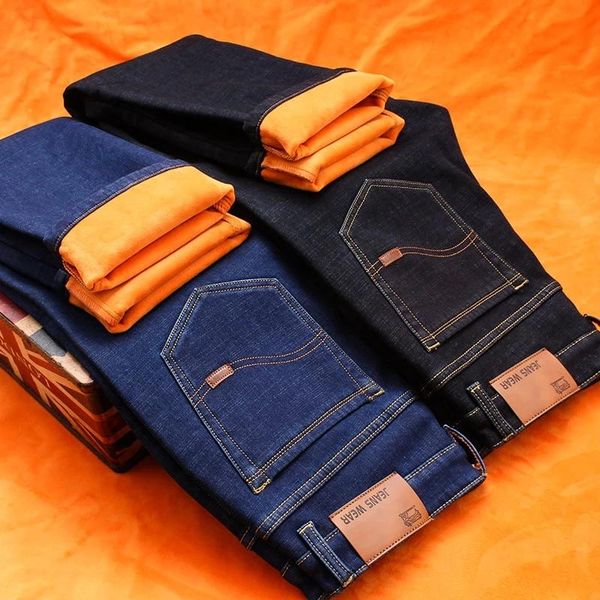 men's jeans warm men winter velvet fleece straight jean trousers flocking pants male size 28-40, Blue
men's jeans warm men winter velvet fleece straight jean trousers flocking pants male size 28-40, Blue