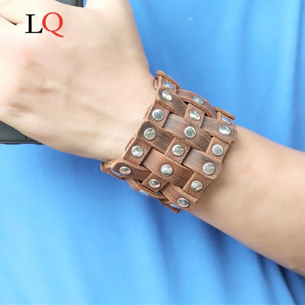 charm bracelets wide leather wristband for men stylish genuine bangle with metal punk male pulseira wholesale gift man, Golden;silver
charm bracelets wide leather wristband for men stylish genuine bangle with metal punk male pulseira wholesale gift man, Golden;silver