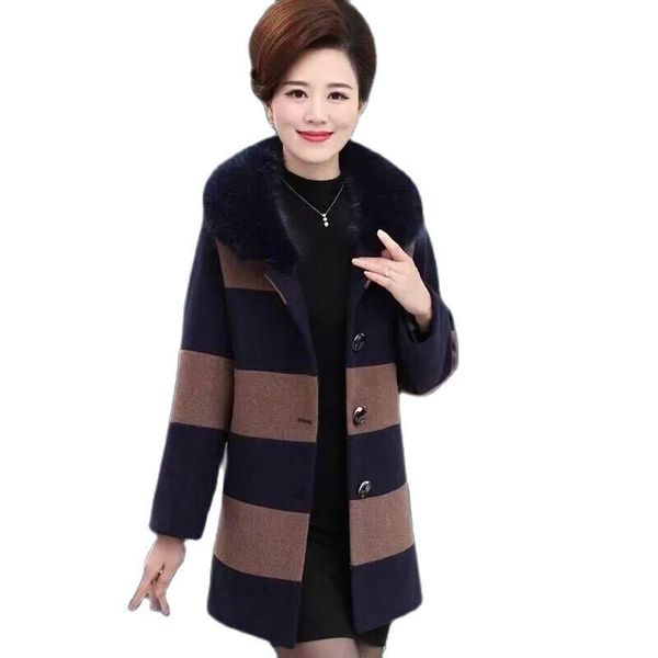women's wool & blends middle-aged elderly mothers woolen ladies jacket fall winter clothes mid-length add cotton big fur collar women c, Black
women's wool & blends middle-aged elderly mothers woolen ladies jacket fall winter clothes mid-length add cotton big fur collar women c, Black