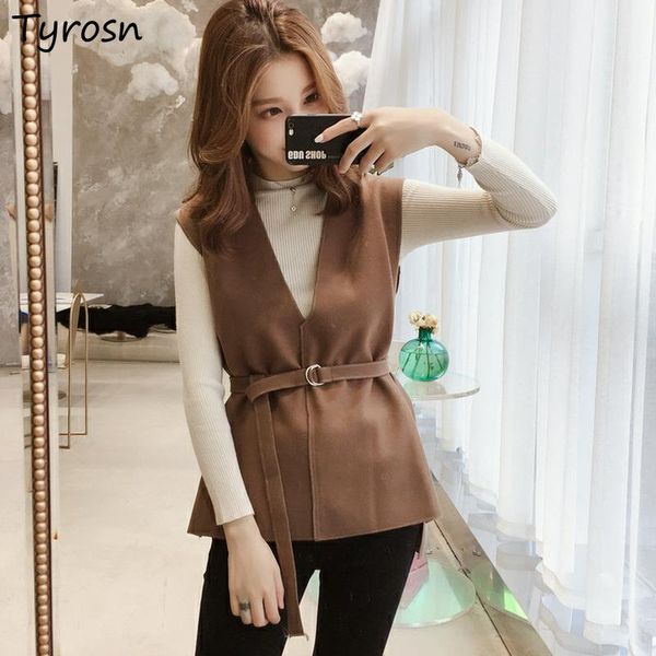 women's vests women solid woolen v-neck sashes elegant femme casual side--slit designed office lady coats all-match korean style outwea, Black;white
women's vests women solid woolen v-neck sashes elegant femme casual side--slit designed office lady coats all-match korean style outwea, Black;white