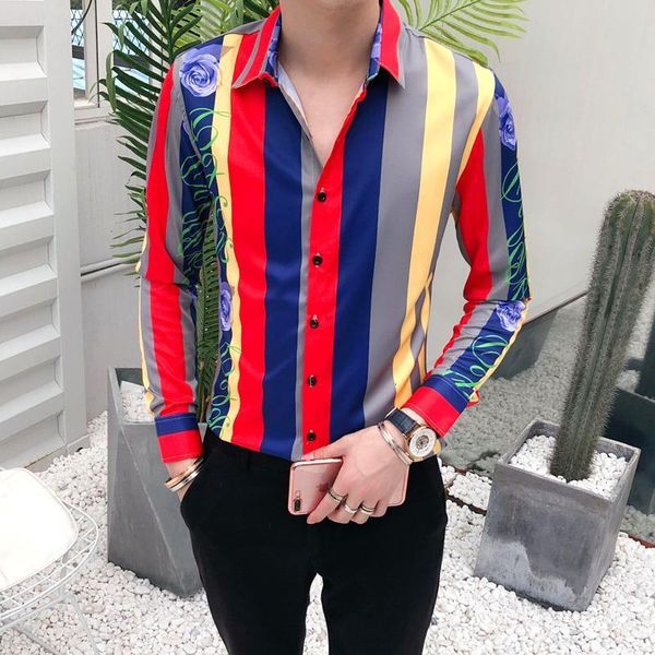 shirt 2021 men's trendy summer new social people color striped long-sleeved slim handsome hairer shirt, White;black
shirt 2021 men's trendy summer new social people color striped long-sleeved slim handsome hairer shirt, White;black