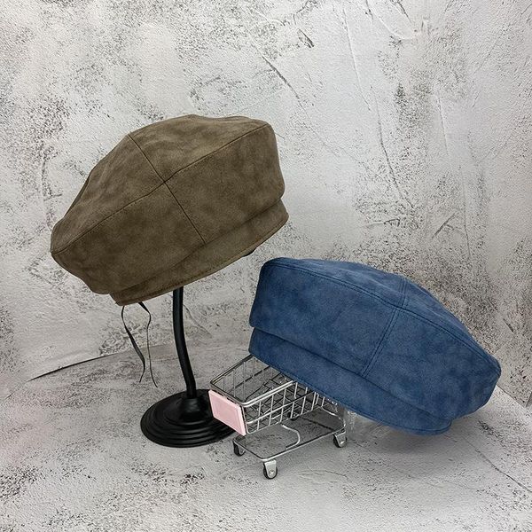 berets winter retro pu leather beret british style solid color dome painter hat for woman western street headdress birthday gift, Blue;gray
berets winter retro pu leather beret british style solid color dome painter hat for woman western street headdress birthday gift, Blue;gray