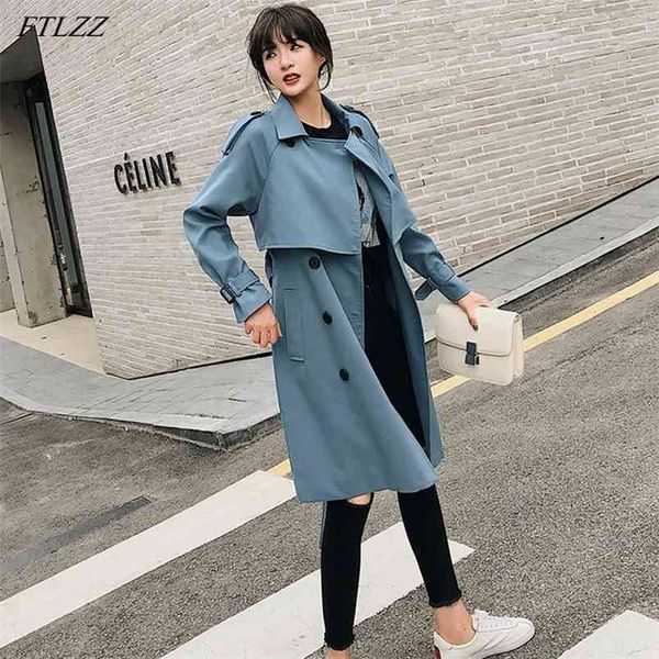 autumn double breasted long trench coat lapel blue jacket women slim belt cloak vintage windbreaker business outwear 210430, Tan;black
autumn double breasted long trench coat lapel blue jacket women slim belt cloak vintage windbreaker business outwear 210430, Tan;black
