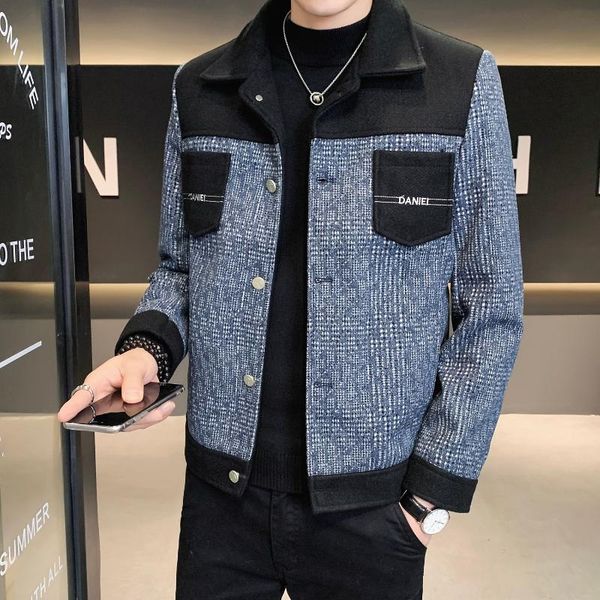 men's wool & blends 2021 korean stitching woolen jacket autumn winter short slim fit casual business trench coat social overcoat men cl, Black
men's wool & blends 2021 korean stitching woolen jacket autumn winter short slim fit casual business trench coat social overcoat men cl, Black