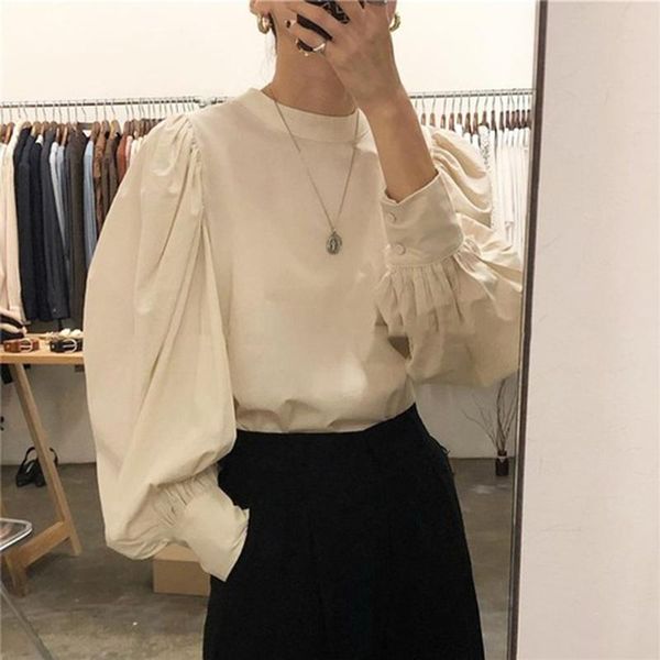 women's blouses & shirts arrival spring autumn fashion women lantern sleeve o-neck cotton female vintage solid korean blouse ladies s1, White
women's blouses & shirts arrival spring autumn fashion women lantern sleeve o-neck cotton female vintage solid korean blouse ladies s1, White