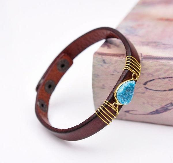 tennis blue turquoise natural druzy cameo brown leather bracelet cuff wristband bangle mens, Golden;silver
tennis blue turquoise natural druzy cameo brown leather bracelet cuff wristband bangle mens, Golden;silver