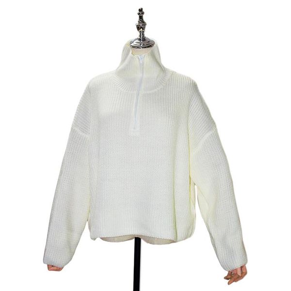 women's sweater winter pullover 2021 acrylic fashion women's sweater pure color high collar simple, White;black
women's sweater winter pullover 2021 acrylic fashion women's sweater pure color high collar simple, White;black