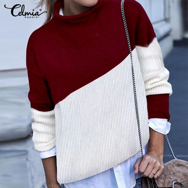 knits women fashion long sleeve jumper celmia 2021 autumn casual loose turtleneck knitted sweater elegant patchwork party knitwear 5xl, White
knits women fashion long sleeve jumper celmia 2021 autumn casual loose turtleneck knitted sweater elegant patchwork party knitwear 5xl, White