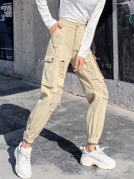 ladies harem pants women's high waist casual overalls cotton broken hole streetwear cool handsome cropped black jeans, Blue
ladies harem pants women's high waist casual overalls cotton broken hole streetwear cool handsome cropped black jeans, Blue