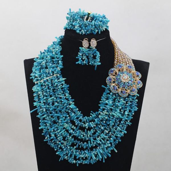 earrings & necklace 8 rows sky blue coral beads jewelry set nigerian african wedding bridal/women cj816, Silver
earrings & necklace 8 rows sky blue coral beads jewelry set nigerian african wedding bridal/women cj816, Silver