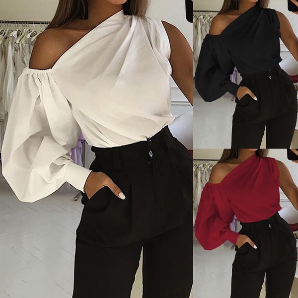 2021 summer long sleeve new one sleeve women's loose and thin solid color slim fit shirt, White
2021 summer long sleeve new one sleeve women's loose and thin solid color slim fit shirt, White