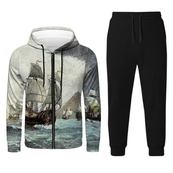 men's tracksuits boat picture digital printing autumn and winter fashion loose large round neck hoodie leggings suit women's wear, Gray
men's tracksuits boat picture digital printing autumn and winter fashion loose large round neck hoodie leggings suit women's wear, Gray