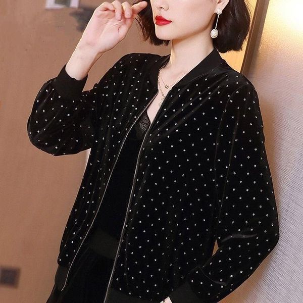 casual velvet jacket women's fashion autumn clothes korean loose style baseball jackets, Black;brown
casual velvet jacket women's fashion autumn clothes korean loose style baseball jackets, Black;brown