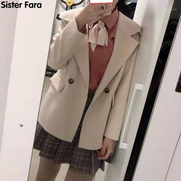 women's suits & blazers sister fara autumn spring chic sailor collar blazer long sleeve jacket women double breasted coat solid loose, White;black
women's suits & blazers sister fara autumn spring chic sailor collar blazer long sleeve jacket women double breasted coat solid loose, White;black