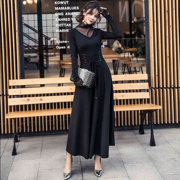 arrival style long female dress support neck perspective black to-line personality, Black;gray
arrival style long female dress support neck perspective black to-line personality, Black;gray
