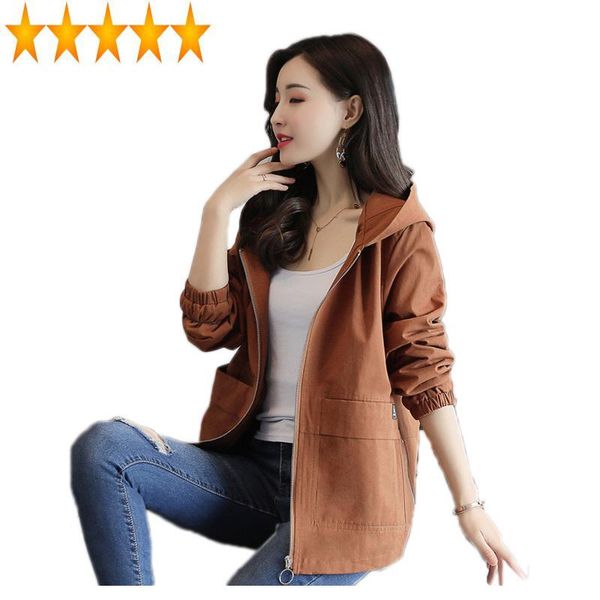 women's jackets autumn female jacket spring windbreaker korean loose hooded fashion coat ladies jaqueta feminina kj388, Black;brown
women's jackets autumn female jacket spring windbreaker korean loose hooded fashion coat ladies jaqueta feminina kj388, Black;brown